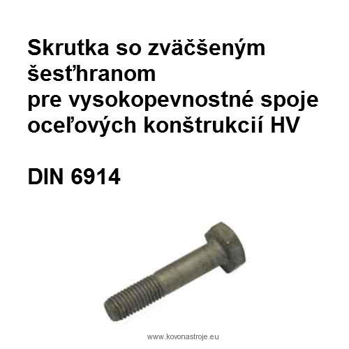 skrutka 12x55, DIN 6914, tvrdosť 10.9, povrch biely zinok